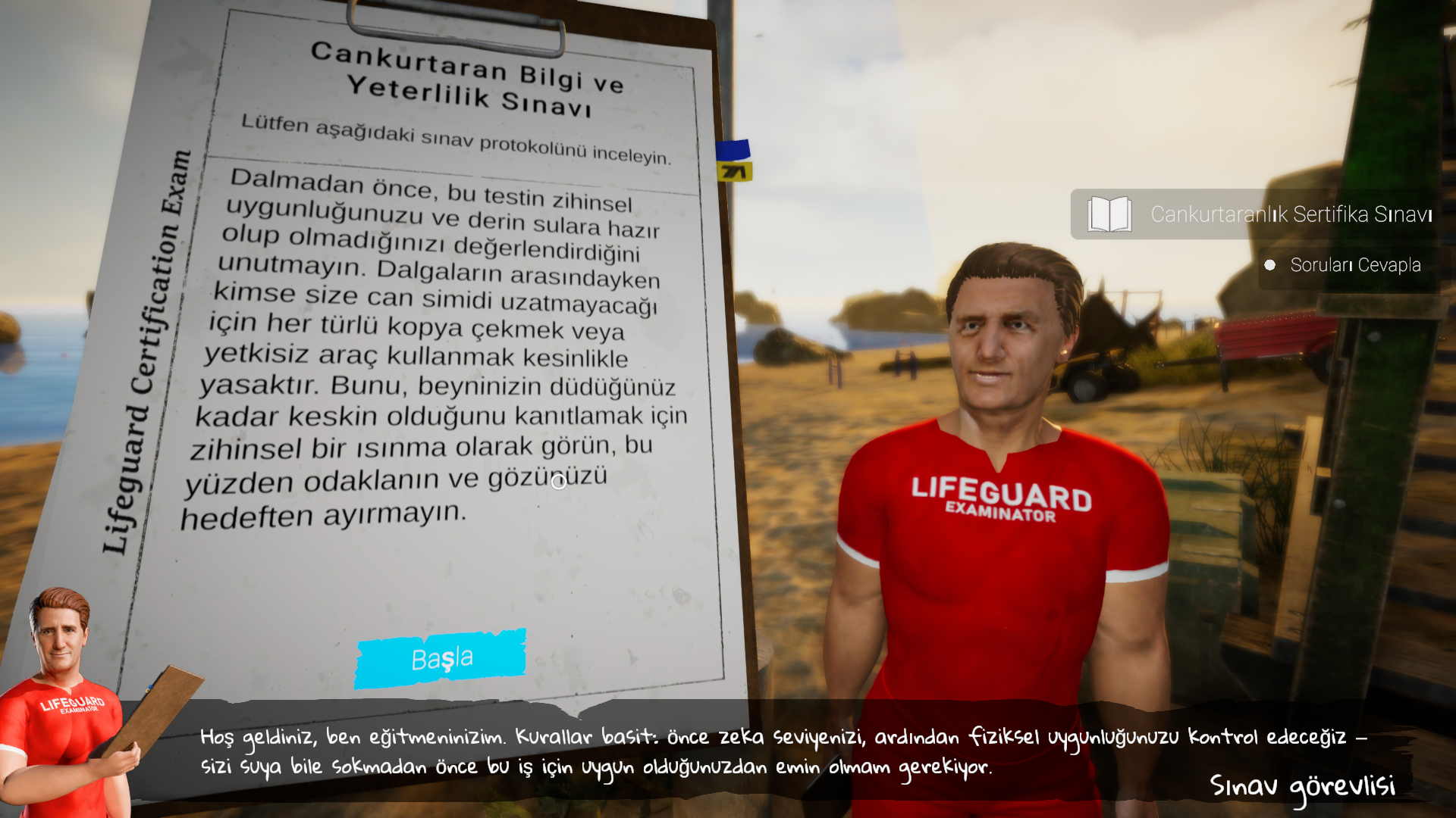Lifeguard Simulator  yeterlilik sınavı